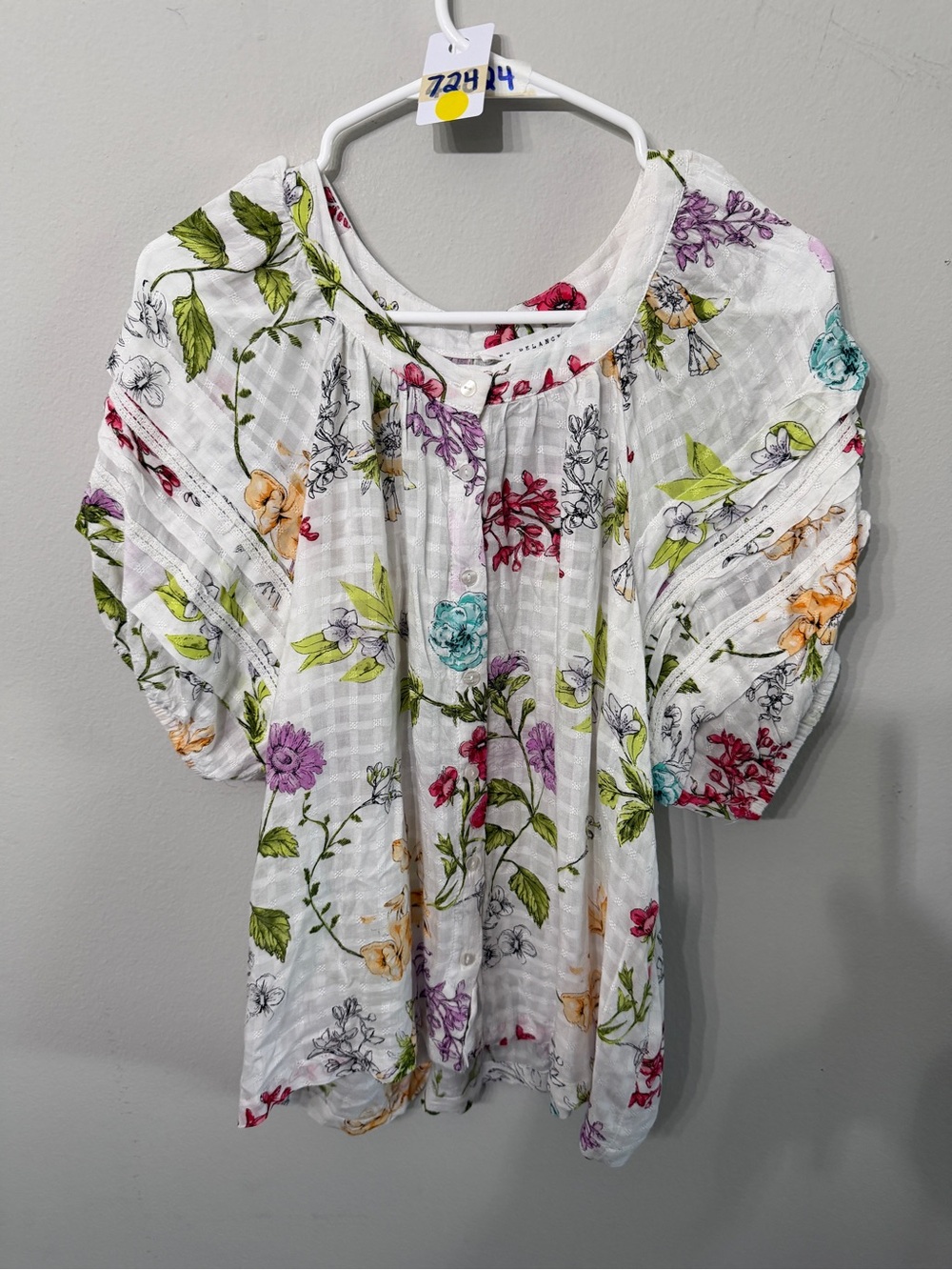 Women’s Jane + Delancey White Floral Button Front Blouse Size Small